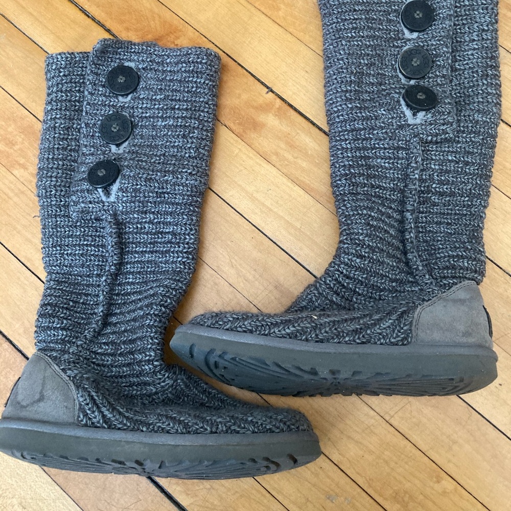 Grey Sweater Button Ugg Boots